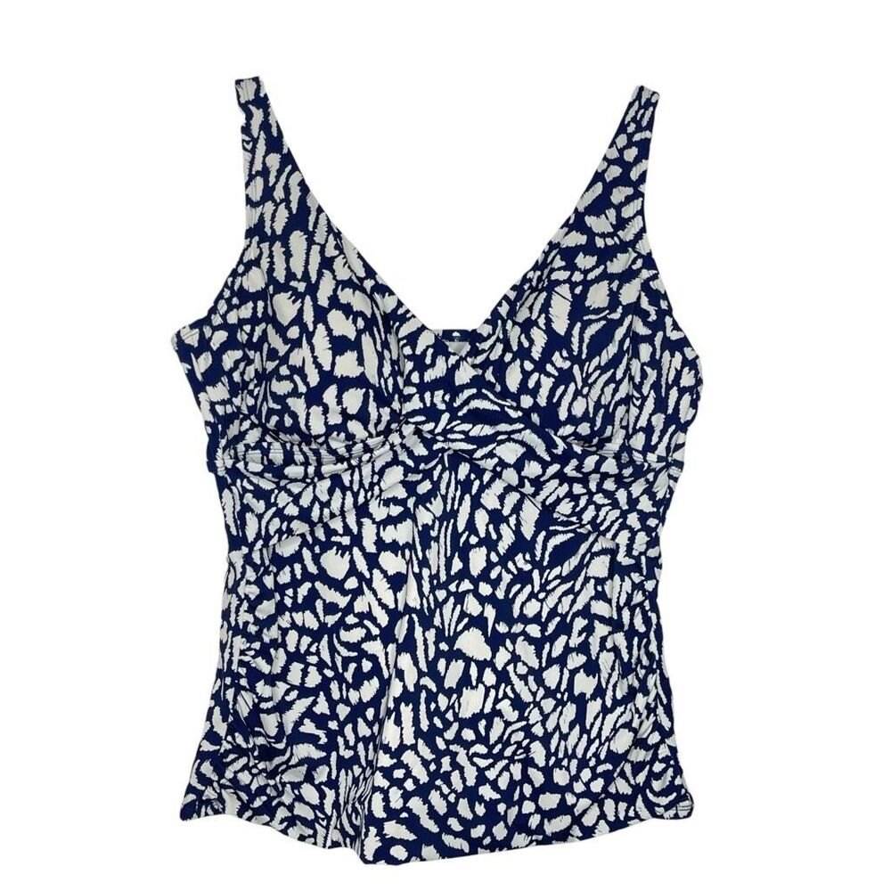 Bal Harbour Swim Blue White Tankini Swimsuit Cross Front Top Women’s XXL Plus 20